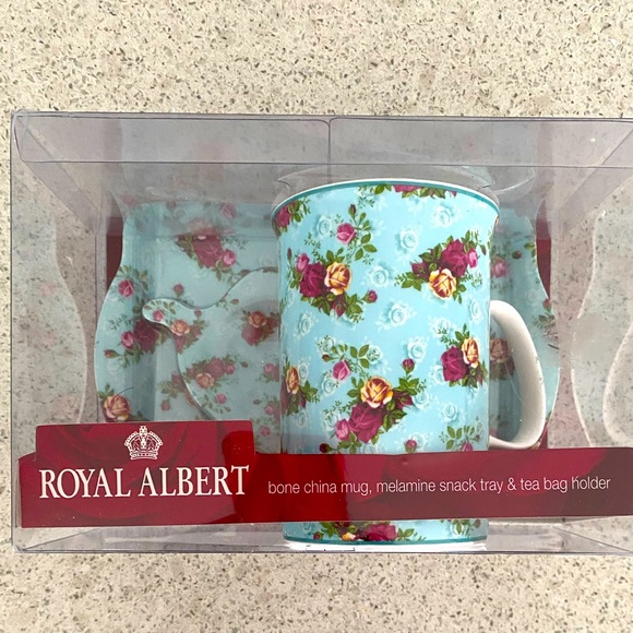 💙ROYAL ALBERT💙bone china mug, melamine snack tray & tea bag holder. - Picture 1 of 8